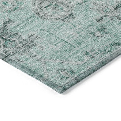 Homeroots 3' Artichoke Green Damask Washable Indoor Outdoor Area Rug – Durable, Stylish, And Stain Resistant 10' X 14' Polyester 604203