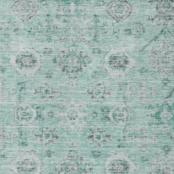 Homeroots 3' Artichoke Green Damask Washable Indoor Outdoor Area Rug – Durable, Stylish, And Stain Resistant 10' X 14' Polyester 604203