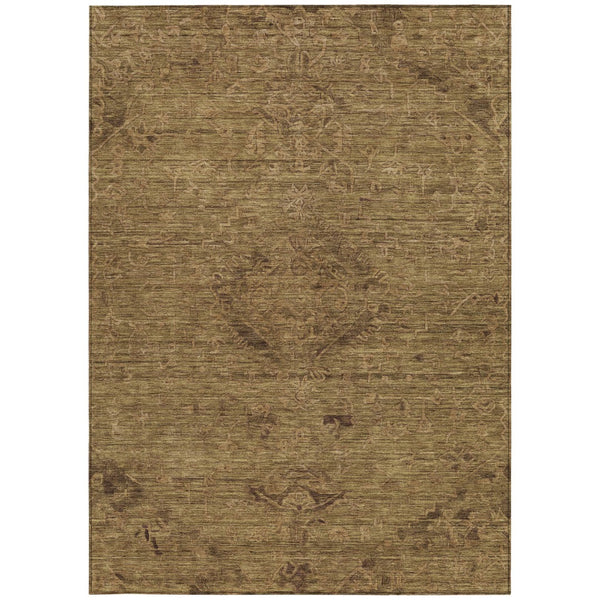 Homeroots 3' Brown And Tan Floral Washable Area Rug For Indoor And Outdoor Use - Durable And Stylish Design 3' X 5' Polyester 604204