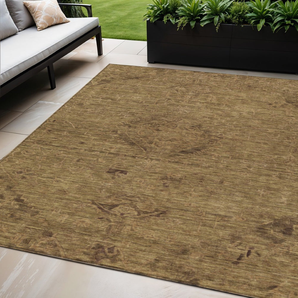 HomeRoots 5' Durable Brown and Tan Floral Area Rug - Perfect for Indoor and Outdoor Spaces, Easy-Care Design 5' X 8' 604205