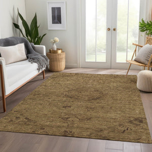 Homeroots 3' Brown And Tan Floral Washable Area Rug For Indoor And Outdoor Use - Durable And Stylish Design 5' X 8' Polyester 604205