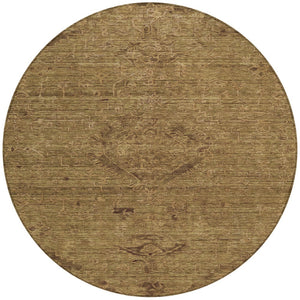 Homeroots 3' Brown And Tan Floral Washable Area Rug For Indoor And Outdoor Use - Durable And Stylish Design 8' Round Polyester 604206