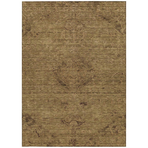 Homeroots 3' Brown And Tan Floral Washable Area Rug For Indoor And Outdoor Use - Durable And Stylish Design 8' X 10' Polyester 604207