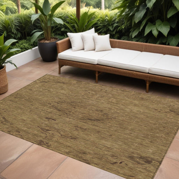 Homeroots 3' Brown And Tan Floral Washable Area Rug For Indoor And Outdoor Use - Durable And Stylish Design 8' X 10' Polyester 604207