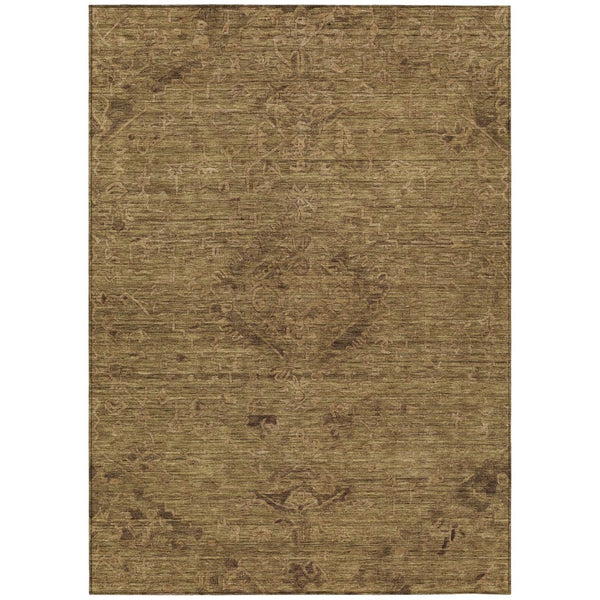 HomeRoots 5' Durable Brown and Tan Floral Area Rug - Perfect for Indoor and Outdoor Spaces, Easy-Care Design 8' X 10' 604207