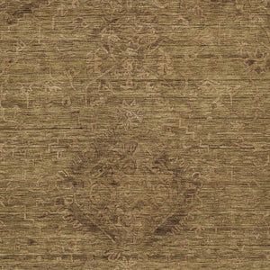 Homeroots 3' Brown And Tan Floral Washable Area Rug For Indoor And Outdoor Use - Durable And Stylish Design 9' X 12' Polyester 604208