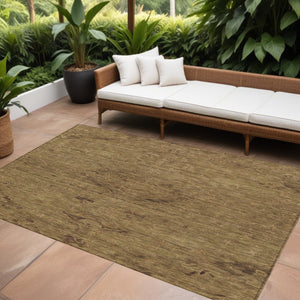 Homeroots 3' Brown And Tan Floral Washable Area Rug For Indoor And Outdoor Use - Durable And Stylish Design 10' X 14' Polyester 604209