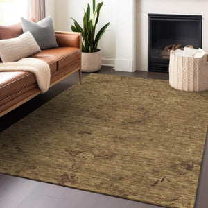 Homeroots 3' Brown And Tan Floral Washable Area Rug For Indoor And Outdoor Use - Durable And Stylish Design 10' X 14' Polyester 604209