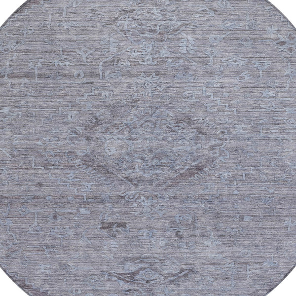 Homeroots 3' Brown And Tan Floral Washable Area Rug For Indoor And Outdoor Use - Durable And Stylish Design 8' Round Polyester 604212