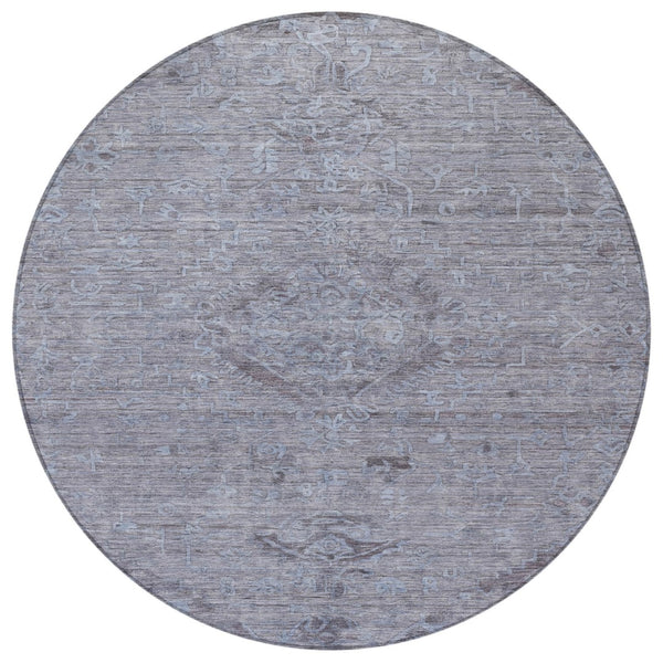 Homeroots 3' Brown And Tan Floral Washable Area Rug For Indoor And Outdoor Use - Durable And Stylish Design 8' Round Polyester 604212