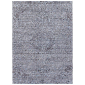 HomeRoots 5' Blue and Gray Floral Washable Area Rug - Elegant Indoor/Outdoor Design for High-Traffic Spaces 8' X 10' 604213