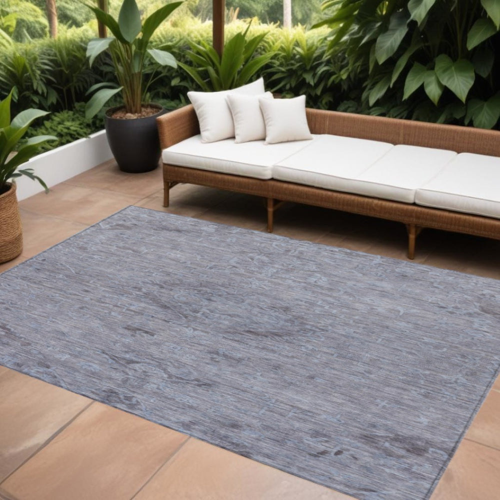 HomeRoots 9' X 12' Elegant Blue and Gray Floral Indoor-Outdoor Area Rug - Washable, Durable, Versatile Design 604214