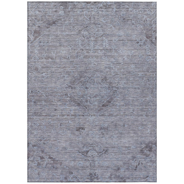 HomeRoots 9' X 12' Elegant Blue and Gray Floral Indoor-Outdoor Area Rug - Washable, Durable, Versatile Design 604214
