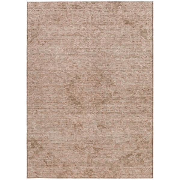 Homeroots 3' Brown And Tan Floral Washable Area Rug For Indoor And Outdoor Use - Durable And Stylish Design 3' X 5' Polyester 604216