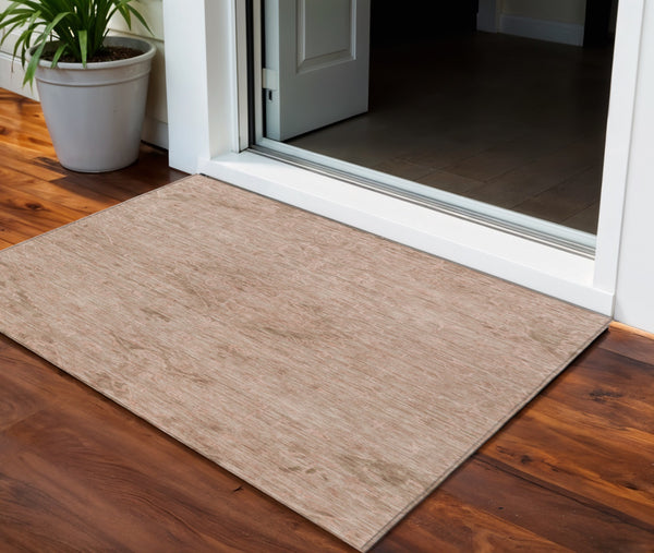 Homeroots 3' Brown And Tan Floral Washable Area Rug For Indoor And Outdoor Use - Durable And Stylish Design 3' X 5' Polyester 604216