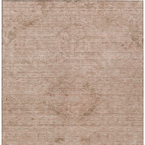 Homeroots 3' Brown And Tan Floral Washable Area Rug For Indoor And Outdoor Use - Durable And Stylish Design 3' X 5' Polyester 604216