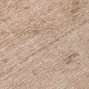 Homeroots 3' Brown And Tan Floral Washable Area Rug For Indoor And Outdoor Use - Durable And Stylish Design 8' Round Polyester 604218