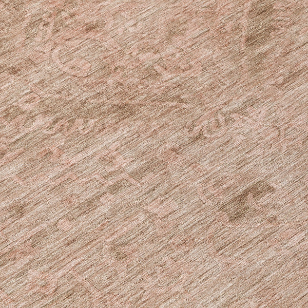 Homeroots 3' Brown And Tan Floral Washable Area Rug For Indoor And Outdoor Use - Durable And Stylish Design 8' Round Polyester 604218