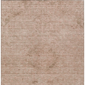 Homeroots 3' Brown And Tan Floral Washable Area Rug For Indoor And Outdoor Use - Durable And Stylish Design 8' X 10' Polyester 604219