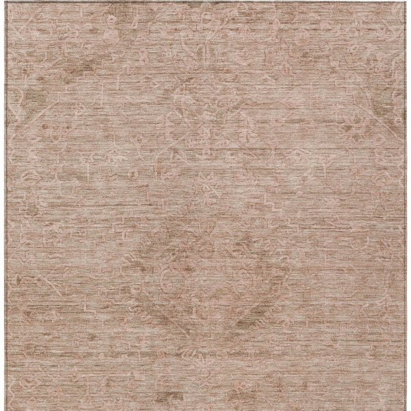 Homeroots 3' Brown And Tan Floral Washable Area Rug For Indoor And Outdoor Use - Durable And Stylish Design 8' X 10' Polyester 604219