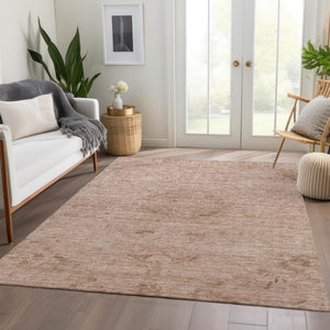 Homeroots 3' Brown And Tan Floral Washable Area Rug For Indoor And Outdoor Use - Durable And Stylish Design 10' X 14' Polyester 604221
