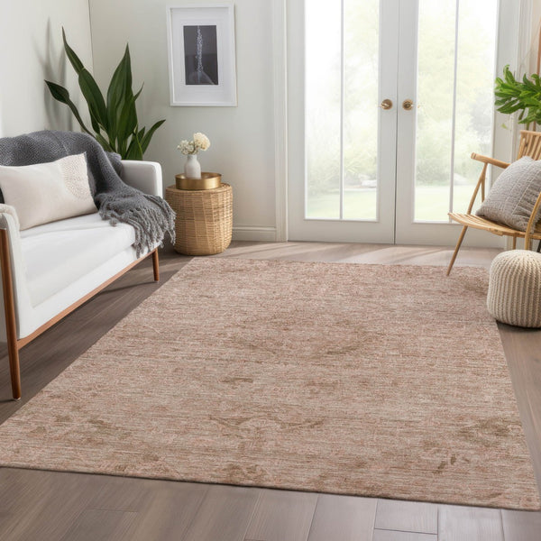 Homeroots 3' Brown And Tan Floral Washable Area Rug For Indoor And Outdoor Use - Durable And Stylish Design 10' X 14' Polyester 604221