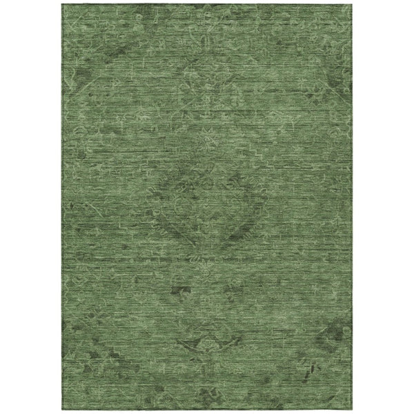 HomeRoots 5' Fern Green & Dark Green Floral Washable Area Rug - Perfect for Indoor & Outdoor Spaces! 5' X 8' 604223