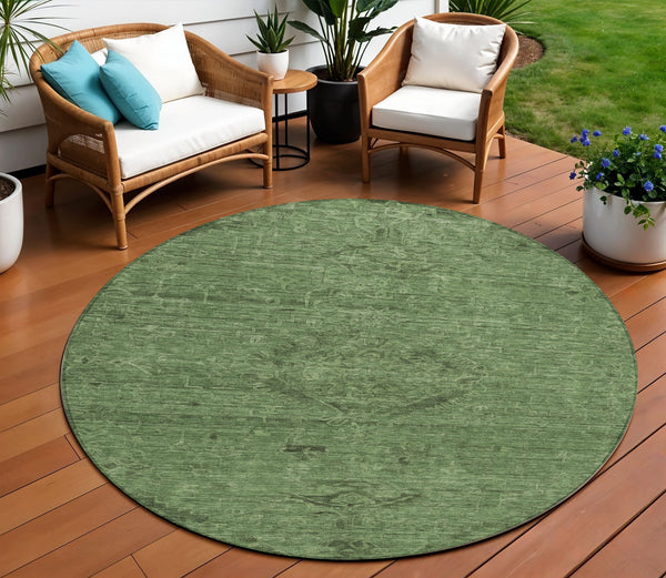 Homeroots 3' Brown And Tan Floral Washable Area Rug For Indoor And Outdoor Use - Durable And Stylish Design 8' Round Polyester 604224