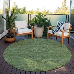 Homeroots 3' Brown And Tan Floral Washable Area Rug For Indoor And Outdoor Use - Durable And Stylish Design 8' Round Polyester 604224