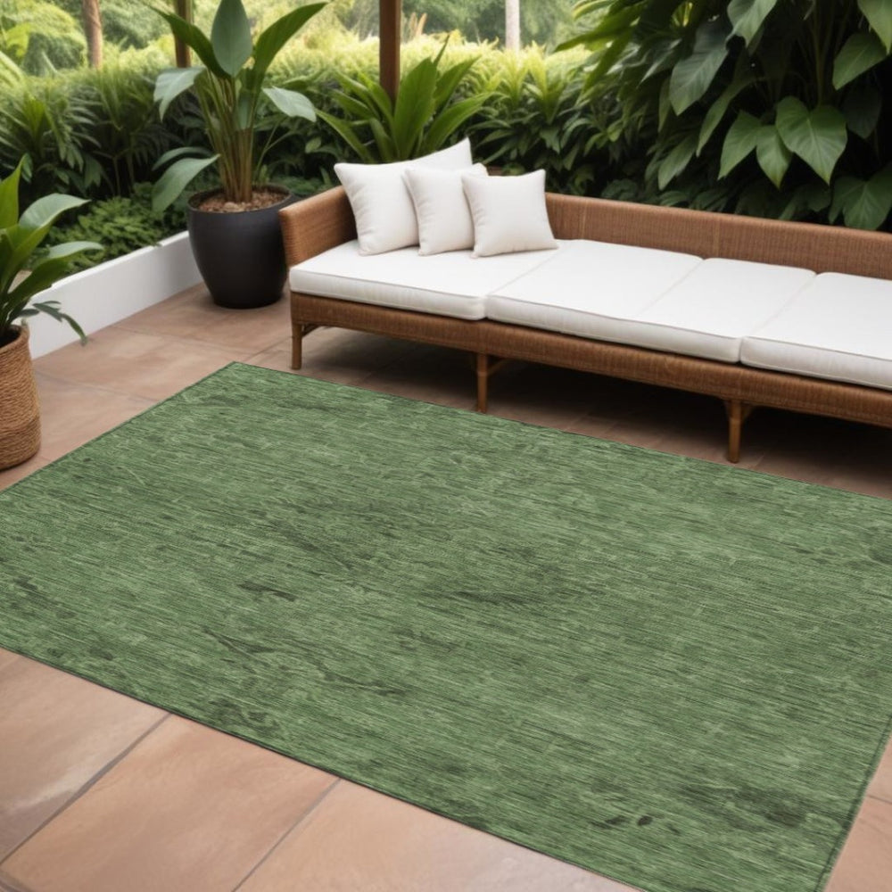 HomeRoots 5' Fern Green & Dark Green Floral Washable Area Rug - Perfect for Indoor & Outdoor Spaces! 8' X 10' 604225