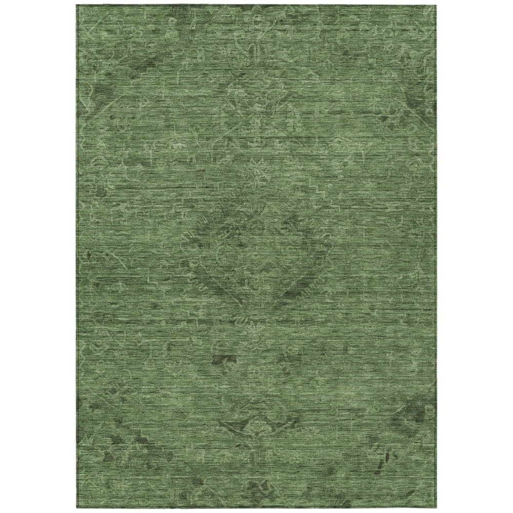 HomeRoots 5' Fern Green & Dark Green Floral Washable Area Rug - Perfect for Indoor & Outdoor Spaces! 8' X 10' 604225