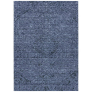 HomeRoots 9' X 12' Navy Blue Charcoal Floral Area Rug - Washable, Durable for Indoor & Outdoor Elegance 604232