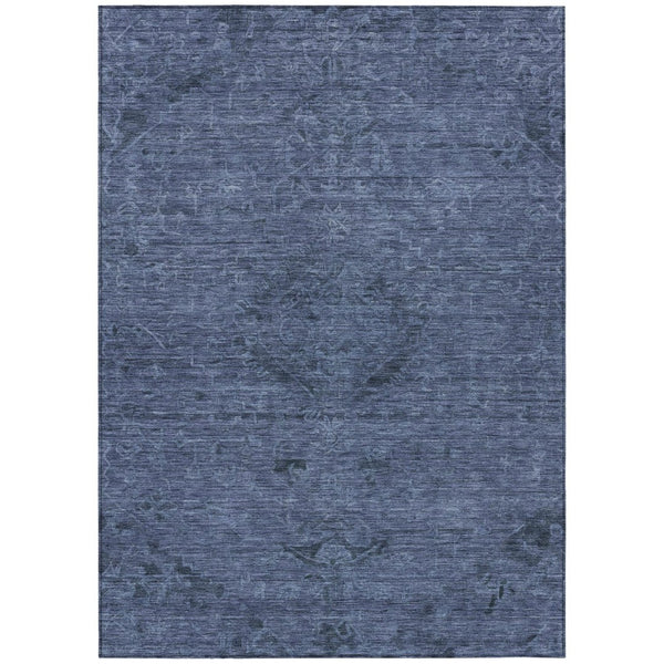 HomeRoots 9' X 12' Navy Blue Charcoal Floral Area Rug - Washable, Durable for Indoor & Outdoor Elegance 604232
