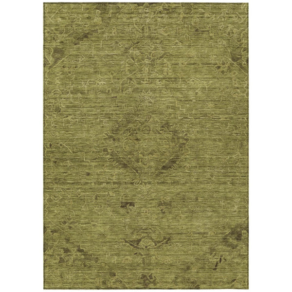 HomeRoots 5' Olive Green and Brown Floral Area Rug - Durable Indoor Outdoor Design, Washable and Stain-Resistant 5' X 8' 604235