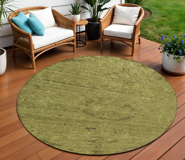Homeroots 3' Brown And Tan Floral Washable Area Rug For Indoor And Outdoor Use - Durable And Stylish Design 8' Round Polyester 604236