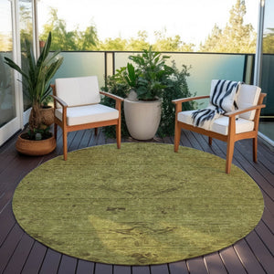 Homeroots 3' Brown And Tan Floral Washable Area Rug For Indoor And Outdoor Use - Durable And Stylish Design 8' Round Polyester 604236