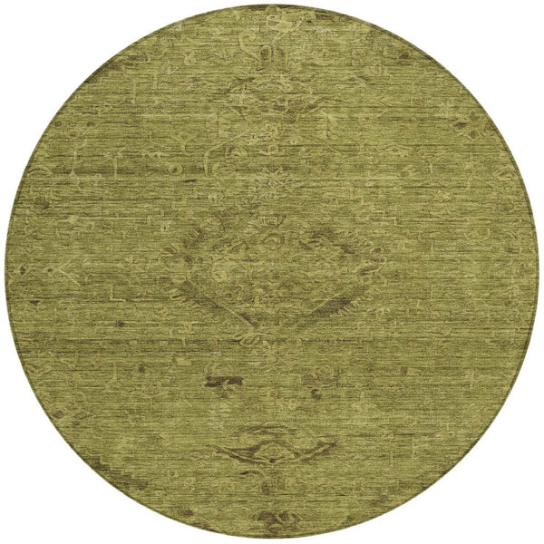 Homeroots 3' Brown And Tan Floral Washable Area Rug For Indoor And Outdoor Use - Durable And Stylish Design 8' Round Polyester 604236