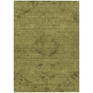 HomeRoots 5' Olive Green and Brown Floral Area Rug - Durable Indoor Outdoor Design, Washable and Stain-Resistant 8' X 10' 604237