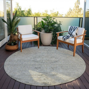 Homeroots 3' Brown And Tan Floral Washable Area Rug For Indoor And Outdoor Use - Durable And Stylish Design 8' Round Polyester 604242