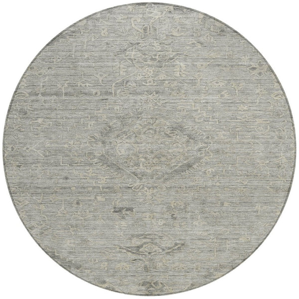 Homeroots 3' Brown And Tan Floral Washable Area Rug For Indoor And Outdoor Use - Durable And Stylish Design 8' Round Polyester 604242