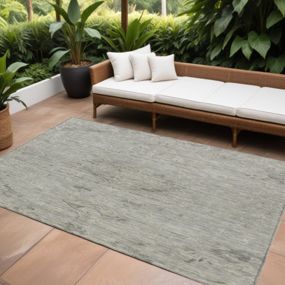 HomeRoots 9' X 12' Stylish Pewter Beige Floral Rug - Durable, Washable, Indoor/Outdoor Perfect for High Traffic Areas 604244