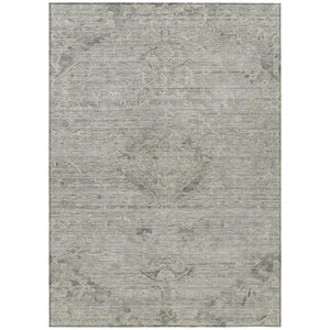 HomeRoots 5' Durable Pewter and Beige Floral Area Rug - Machine Washable for Indoor and Outdoor Use 10' X 14' 604245