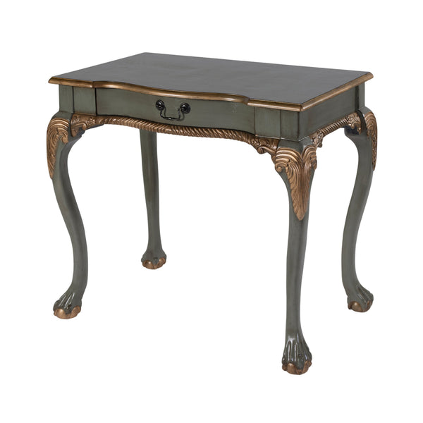 Butler Dupree 35" Rectangular Wood Writing Desk - Elegant Pastel Green with Hand-Carved Accents