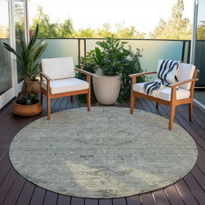 Homeroots 3' Brown And Tan Floral Washable Area Rug For Indoor And Outdoor Use - Durable And Stylish Design 8' Round Polyester 604248