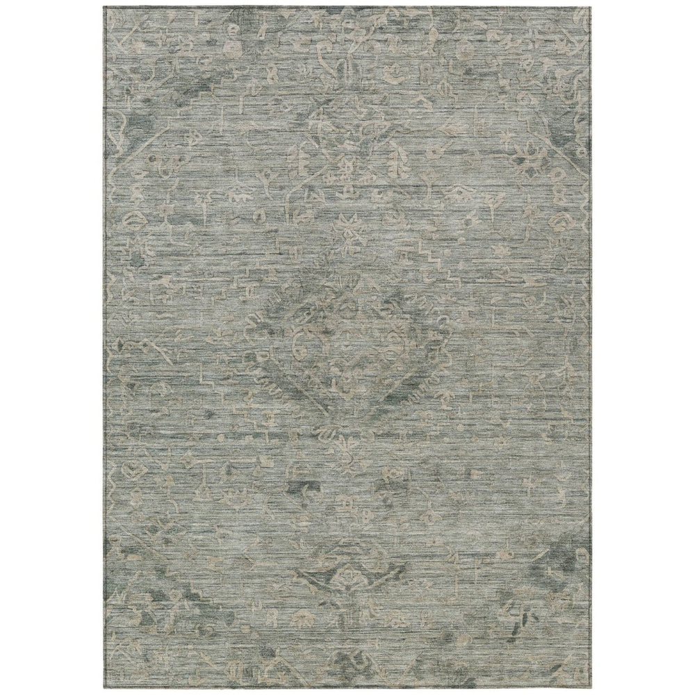 HomeRoots 9' X 12' Sage Floral Area Rug - Washable, Durable, Stylish for Indoor & Outdoor Living Spaces! 604250