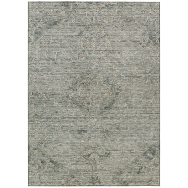 HomeRoots 5' Elegant Sage and Beige Floral Area Rug – Washable, Durable for Indoor and Outdoor Spaces 10' X 14' 604251