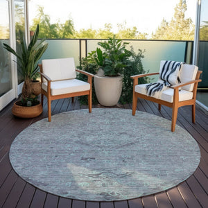Homeroots 3' Brown And Tan Floral Washable Area Rug For Indoor And Outdoor Use - Durable And Stylish Design 8' Round Polyester 604254