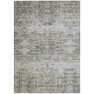 Homeroots 3' Gray Charcoal And Gold Abstract Washable Area Rug For Indoor And Outdoor Spaces, Durable Style 3' X 5' Polyester 604258