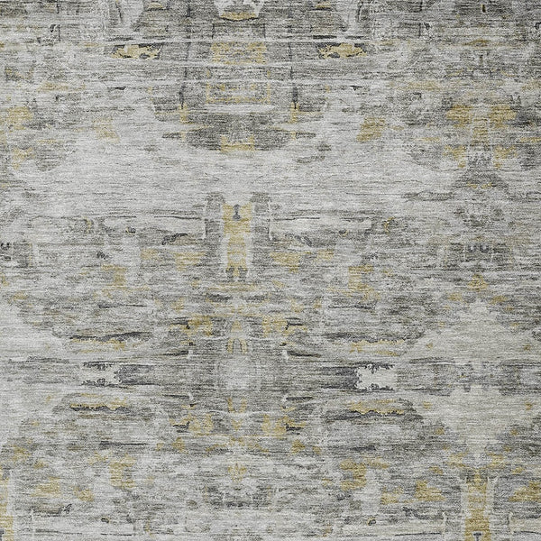 Homeroots 3' Gray Charcoal And Gold Abstract Washable Area Rug For Indoor And Outdoor Spaces, Durable Style 10' X 14' Polyester 604263
