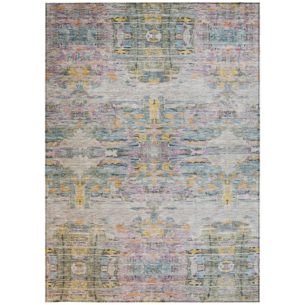 Homeroots 3' Gray Charcoal And Gold Abstract Washable Area Rug For Indoor And Outdoor Spaces, Durable Style 3' X 5' Polyester 604264